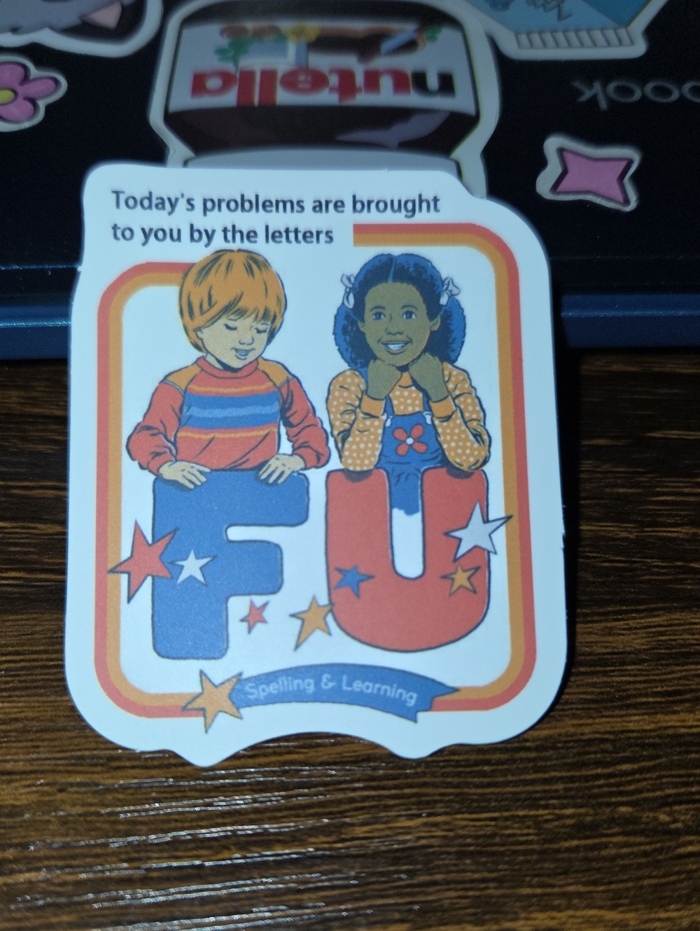Kids Educational Letter Puzzle Sticker - Blue & Red F U Design